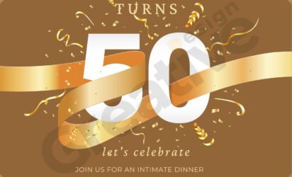 Dark brown elegant 50th happy birthday invitation
