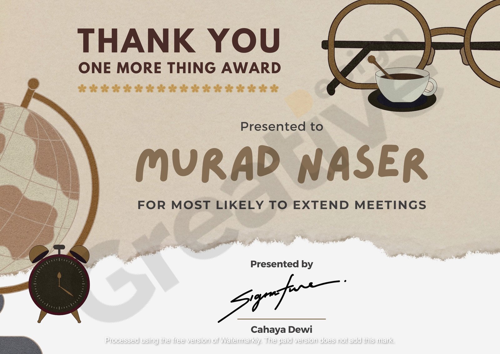 Certificate funny award template