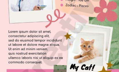 Green and pink scrapbook personal profile about me poster