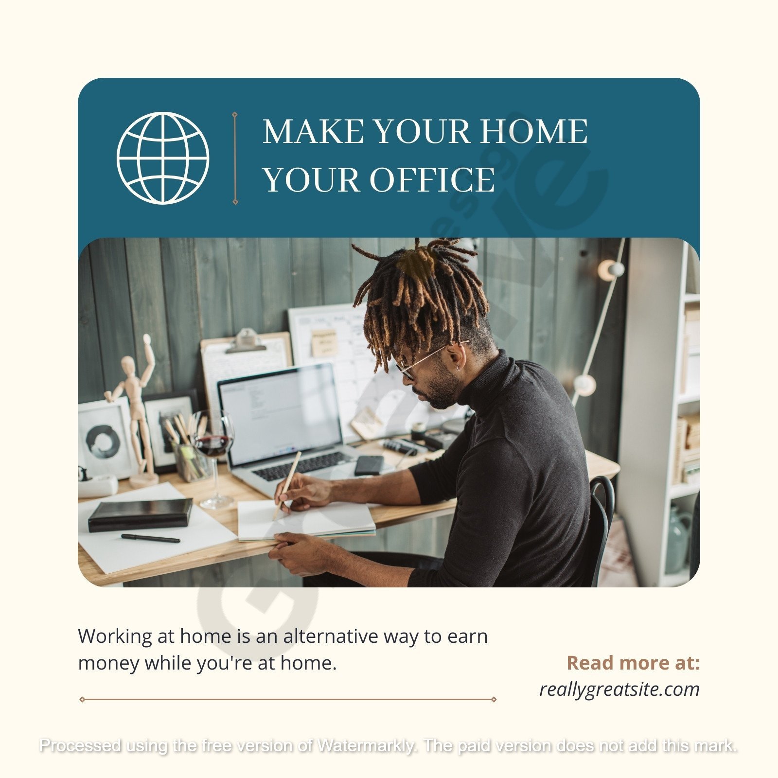 Social media minimalist make your home office instagram post