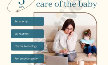 Minimalist work and take care of the baby instagram post
