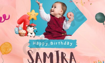 Pink playful birthday kid instagram post