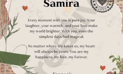 Red and beige vintage floral scrapbook romantic love letter