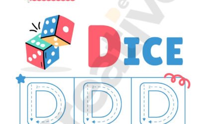 Tracing letter d preschool worksheet in white and blue illustrative style