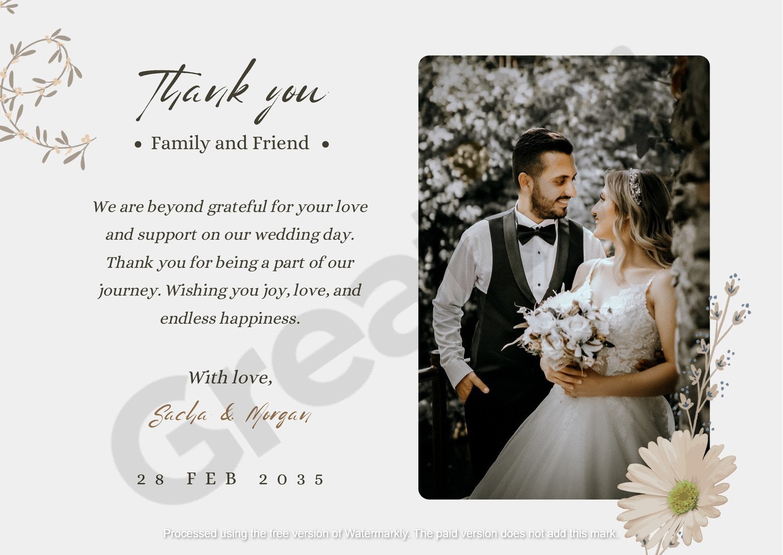 Card white elegant minimalist wedding photography thank you postcard